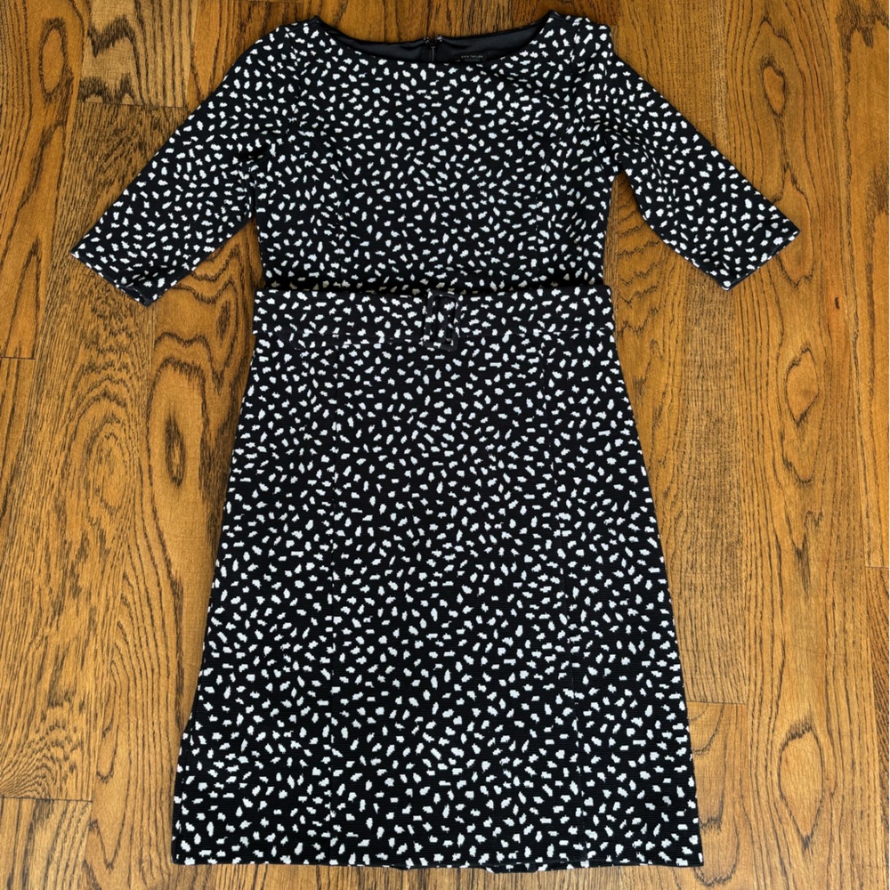 Ann Taylor Black and White Textured Dress